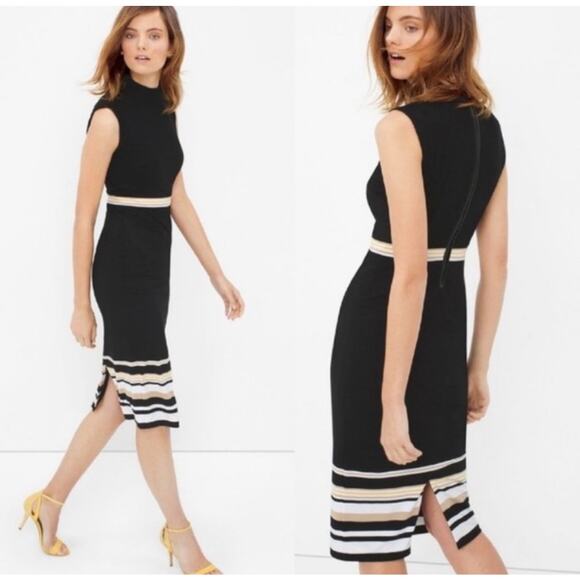 White House Black Market Striped Mock Neck Sheath Dress Size 8 Multicolored - Picture 10 of 10